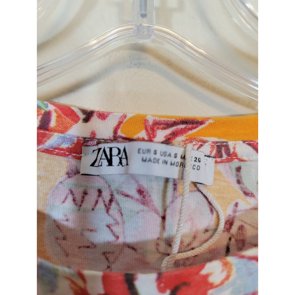 Zara Yellow Tropical Floral Print Mini Dress - Picture 3 of 8